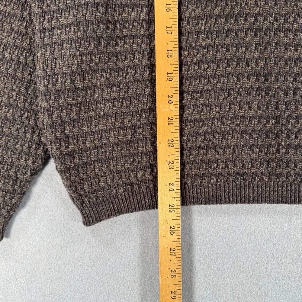 Bill Blass Vintage Henley Sweater XL Brown Textured Waffle Knit Long Sleeve
